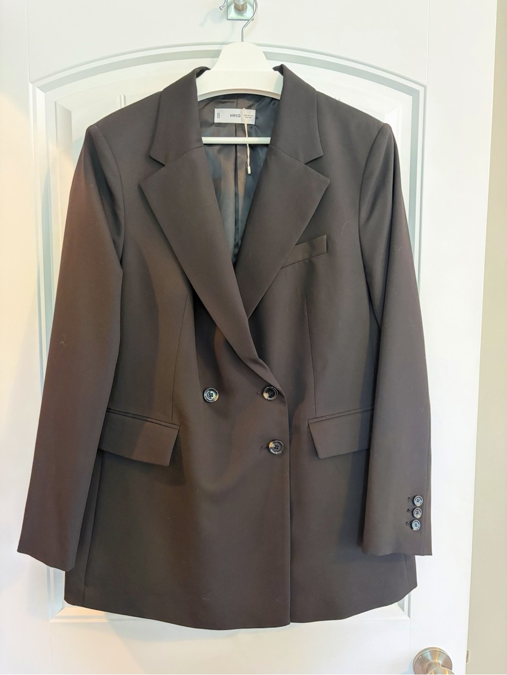 Mango Double-Breasted Black Blazer